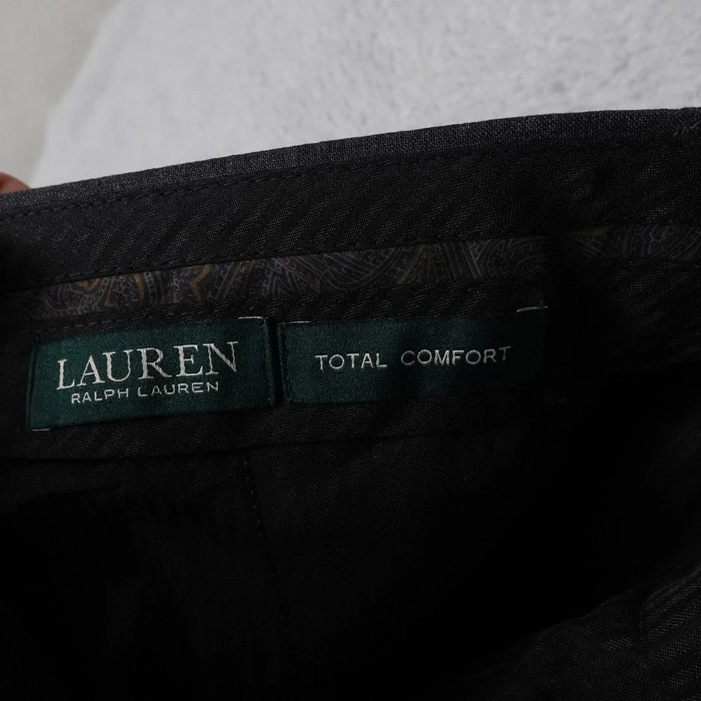 Lauren Ralph Lauren Total Comfort Charcoal Gray Pleated Dress Pants Mens 35x32